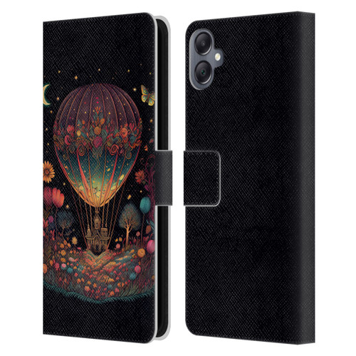 JK Stewart Graphics Hot Air Balloon Garden Leather Book Wallet Case Cover For Samsung Galaxy A05