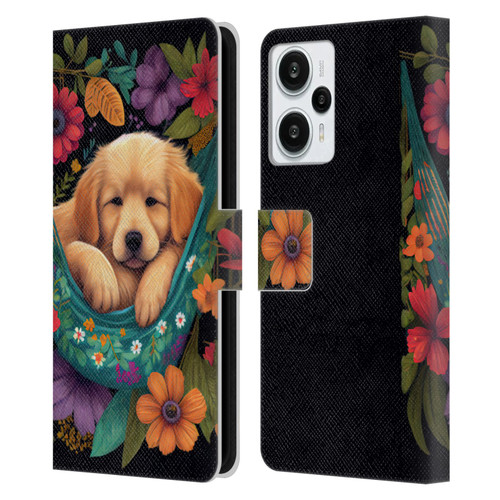 JK Stewart Graphics Golden Retriever In Hammock Leather Book Wallet Case Cover For Xiaomi Redmi Note 12T