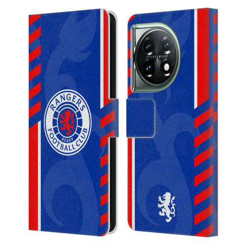 Rangers FC Crest Stripes Leather Book Wallet Case Cover For OnePlus 11 5G