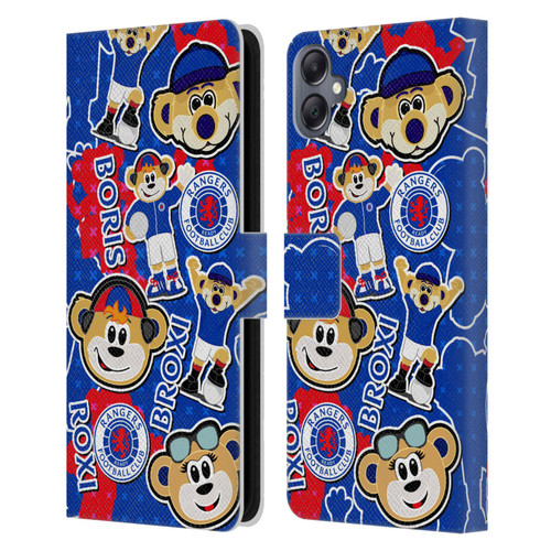 Rangers FC Crest Mascot Sticker Collage Leather Book Wallet Case Cover For Samsung Galaxy A05