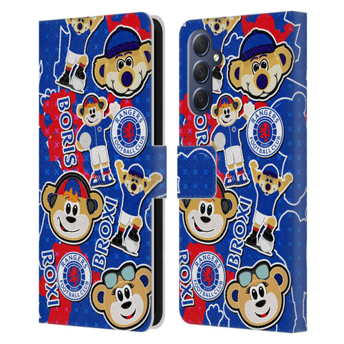 Rangers FC Crest Mascot Sticker Collage Leather Book Wallet Case Cover For Samsung Galaxy M54 5G
