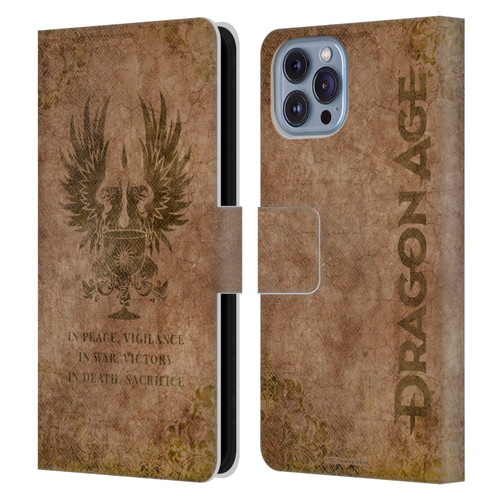 EA Bioware Dragon Age Heraldry Grey Wardens Distressed Leather Book Wallet Case Cover For Apple iPhone 14