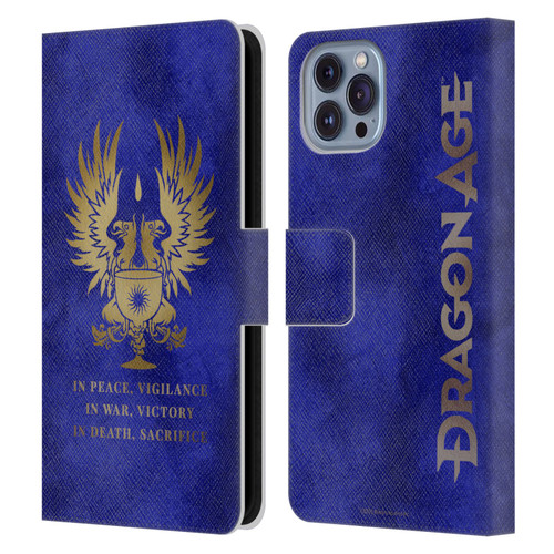 EA Bioware Dragon Age Heraldry Grey Wardens Gold Leather Book Wallet Case Cover For Apple iPhone 14