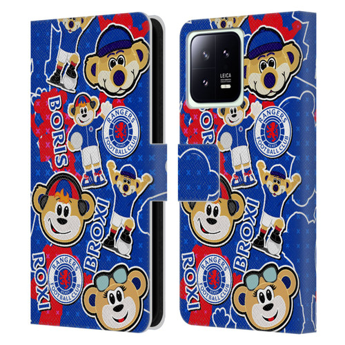 Rangers FC Crest Mascot Sticker Collage Leather Book Wallet Case Cover For Xiaomi 13 5G