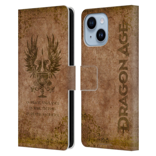 EA Bioware Dragon Age Heraldry Grey Wardens Distressed Leather Book Wallet Case Cover For Apple iPhone 14 Plus