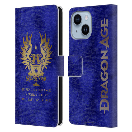EA Bioware Dragon Age Heraldry Grey Wardens Gold Leather Book Wallet Case Cover For Apple iPhone 14 Plus