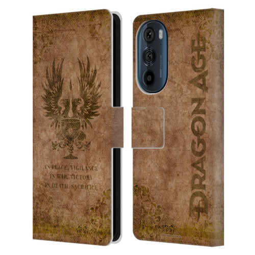 EA Bioware Dragon Age Heraldry Grey Wardens Distressed Leather Book Wallet Case Cover For Motorola Edge 30