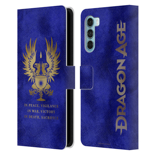 EA Bioware Dragon Age Heraldry Grey Wardens Gold Leather Book Wallet Case Cover For Motorola Edge S30 / Moto G200 5G