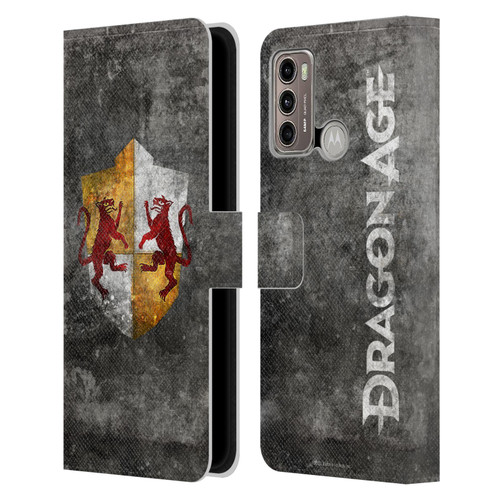EA Bioware Dragon Age Heraldry Ferelden Distressed Leather Book Wallet Case Cover For Motorola Moto G60 / Moto G40 Fusion
