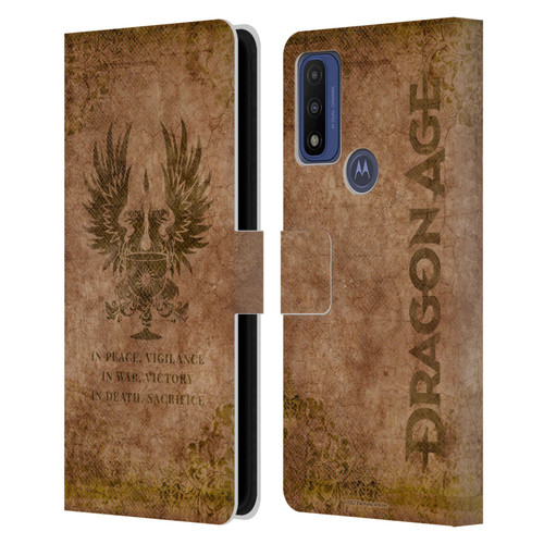 EA Bioware Dragon Age Heraldry Grey Wardens Distressed Leather Book Wallet Case Cover For Motorola G Pure