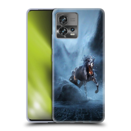 Klaudia Senator Animal Art Black Horse Soft Gel Case for Motorola Moto Edge 30 Fusion