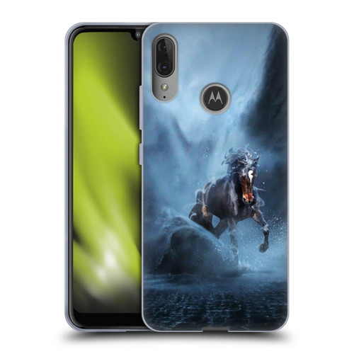 Klaudia Senator Animal Art Black Horse Soft Gel Case for Motorola Moto E6 Plus