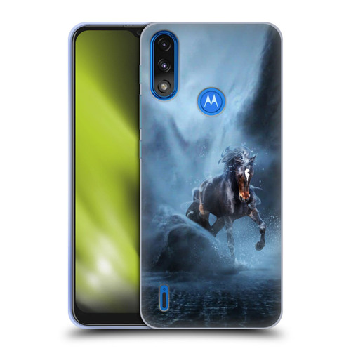 Klaudia Senator Animal Art Black Horse Soft Gel Case for Motorola Moto E7 Power / Moto E7i Power