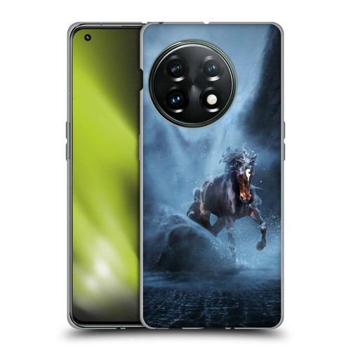 Klaudia Senator Animal Art Black Horse Soft Gel Case for OnePlus 11 5G