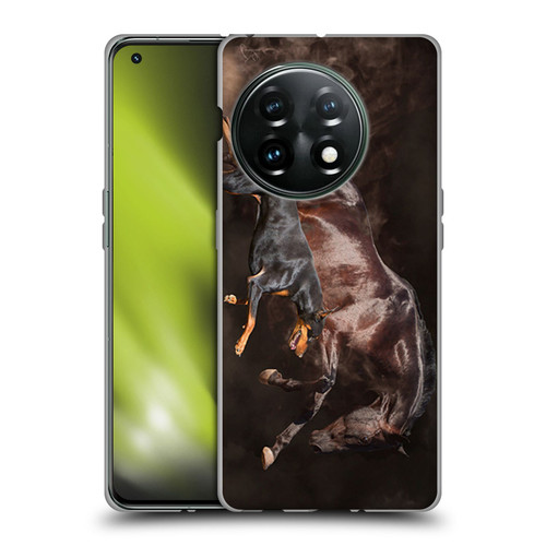 Klaudia Senator Animal Art Doberman And Horse Soft Gel Case for OnePlus 11 5G