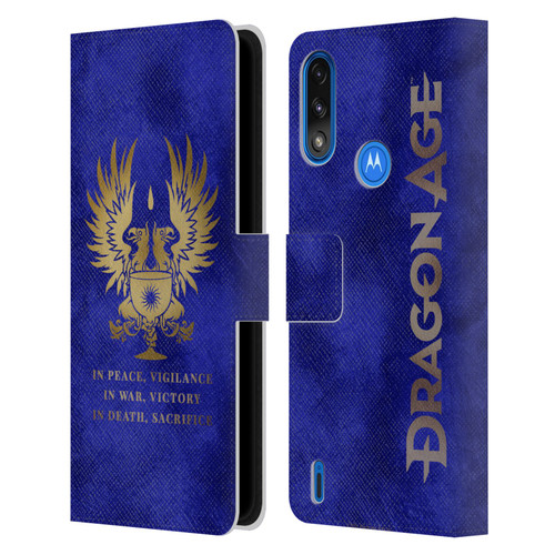 EA Bioware Dragon Age Heraldry Grey Wardens Gold Leather Book Wallet Case Cover For Motorola Moto E7 Power / Moto E7i Power