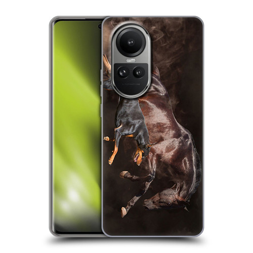 Klaudia Senator Animal Art Doberman And Horse Soft Gel Case for OPPO Reno10 5G / Reno10 Pro 5G