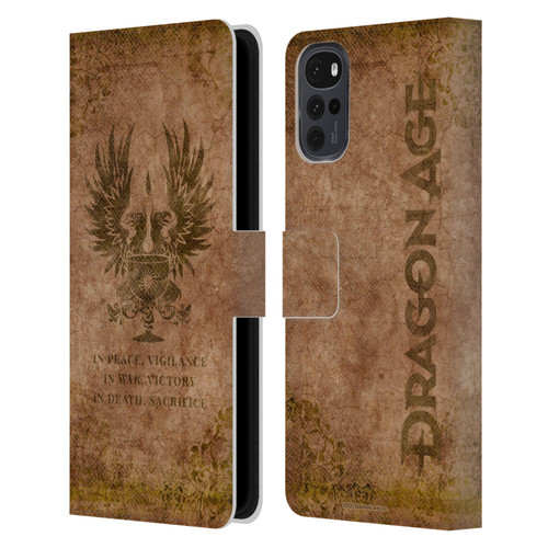 EA Bioware Dragon Age Heraldry Grey Wardens Distressed Leather Book Wallet Case Cover For Motorola Moto G22