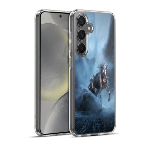 Klaudia Senator Animal Art Black Horse Soft Gel Case for Samsung Galaxy S24+ 5G & MagSafe