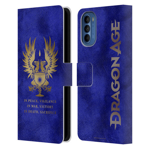 EA Bioware Dragon Age Heraldry Grey Wardens Gold Leather Book Wallet Case Cover For Motorola Moto G41