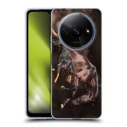 Klaudia Senator Animal Art Doberman And Horse Soft Gel Case for Xiaomi Redmi A3