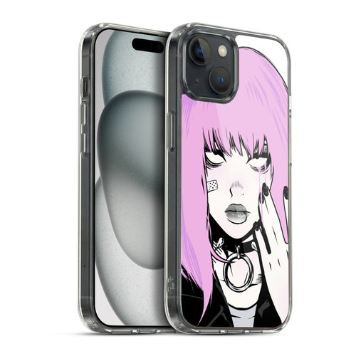Zombie Makeout Club Graphics Pink Hair Soft Gel Case for Apple iPhone 15 Plus & MagSafe
