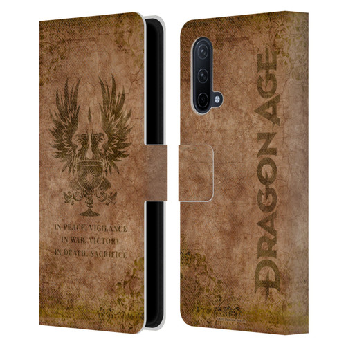 EA Bioware Dragon Age Heraldry Grey Wardens Distressed Leather Book Wallet Case Cover For OnePlus Nord CE 5G