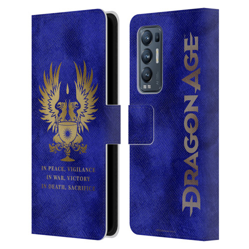EA Bioware Dragon Age Heraldry Grey Wardens Gold Leather Book Wallet Case Cover For OPPO Find X3 Neo / Reno5 Pro+ 5G