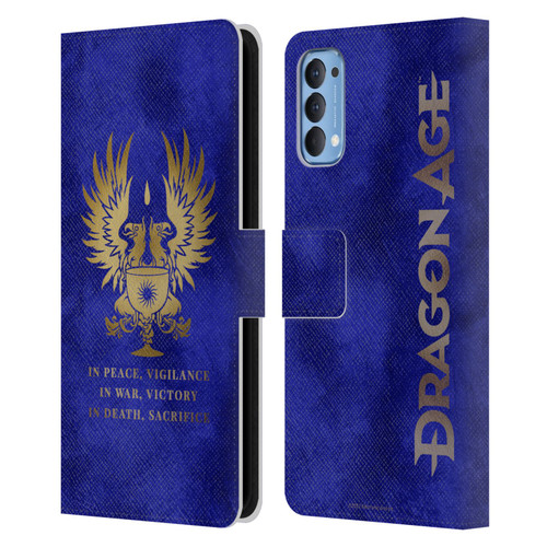 EA Bioware Dragon Age Heraldry Grey Wardens Gold Leather Book Wallet Case Cover For OPPO Reno 4 5G