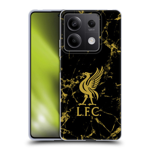 Liverpool Football Club Crest & Liverbird Patterns 1 Black & Gold Marble Soft Gel Case for Xiaomi Redmi Note 13/13 Pro 5G