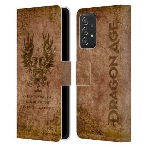 EA Bioware Dragon Age Heraldry Grey Wardens Distressed Leather Book Wallet Case Cover For Samsung Galaxy A52 / A52s / 5G (2021)