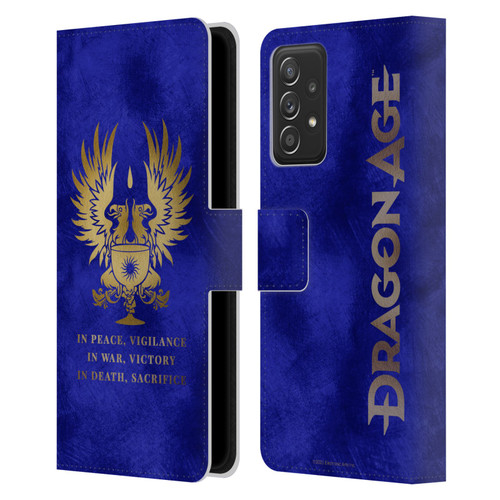 EA Bioware Dragon Age Heraldry Grey Wardens Gold Leather Book Wallet Case Cover For Samsung Galaxy A52 / A52s / 5G (2021)