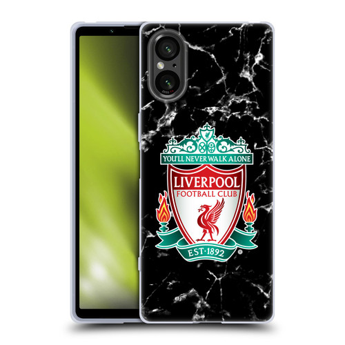 Liverpool Football Club Marble Black Crest Soft Gel Case for Sony Xperia 5 V 5G