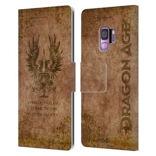 EA Bioware Dragon Age Heraldry Grey Wardens Distressed Leather Book Wallet Case Cover For Samsung Galaxy S9