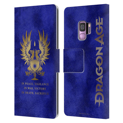 EA Bioware Dragon Age Heraldry Grey Wardens Gold Leather Book Wallet Case Cover For Samsung Galaxy S9