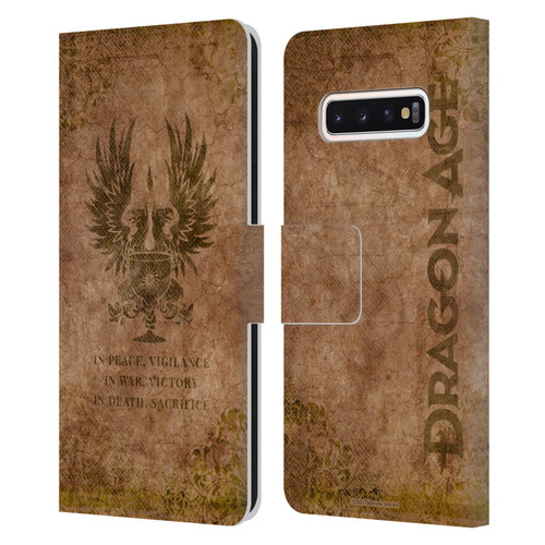 EA Bioware Dragon Age Heraldry Grey Wardens Distressed Leather Book Wallet Case Cover For Samsung Galaxy S10