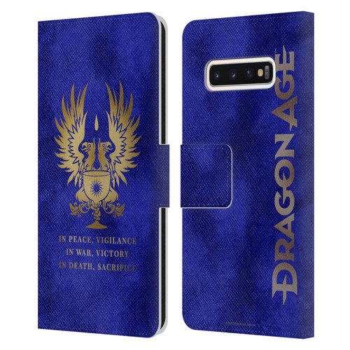 EA Bioware Dragon Age Heraldry Grey Wardens Gold Leather Book Wallet Case Cover For Samsung Galaxy S10