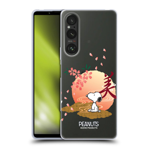 Peanuts Oriental Snoopy Sakura Soft Gel Case for Sony Xperia 1 V 5G