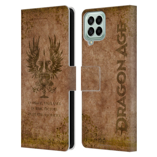 EA Bioware Dragon Age Heraldry Grey Wardens Distressed Leather Book Wallet Case Cover For Samsung Galaxy M33 (2022)