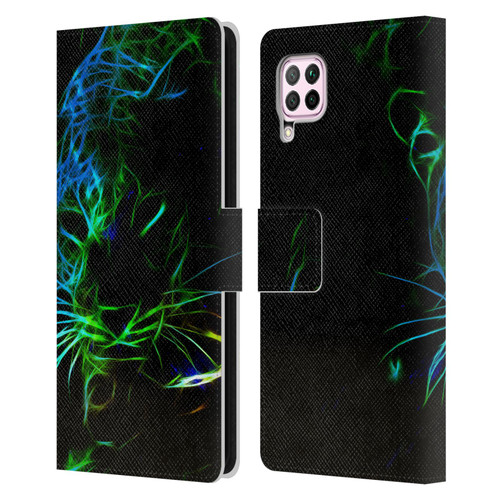 Simone Gatterwe Animals Neon Leopard Leather Book Wallet Case Cover For Huawei Nova 6 SE / P40 Lite