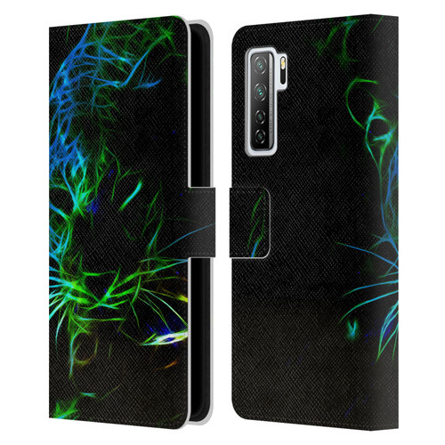 Simone Gatterwe Animals Neon Leopard Leather Book Wallet Case Cover For Huawei Nova 7 SE/P40 Lite 5G