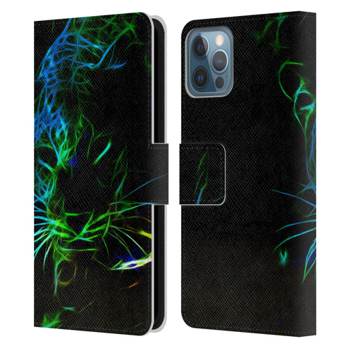 Simone Gatterwe Animals Neon Leopard Leather Book Wallet Case Cover For Apple iPhone 12 / iPhone 12 Pro
