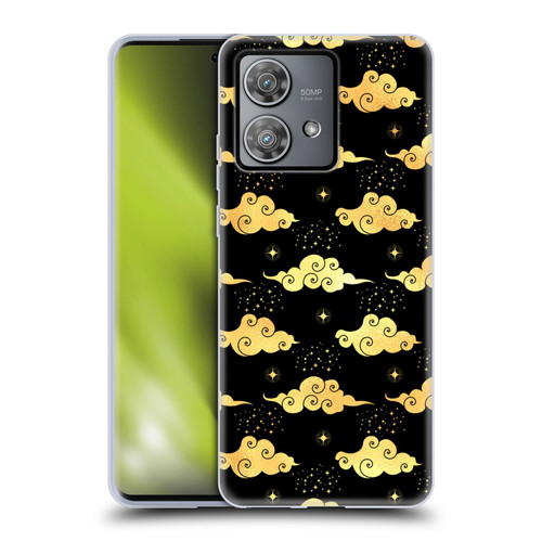 Haroulita Celestial Gold Cloud And Star Soft Gel Case for Motorola Edge 40 Neo 5G