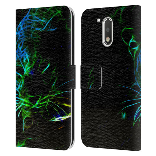 Simone Gatterwe Animals Neon Leopard Leather Book Wallet Case Cover For Motorola Moto G41