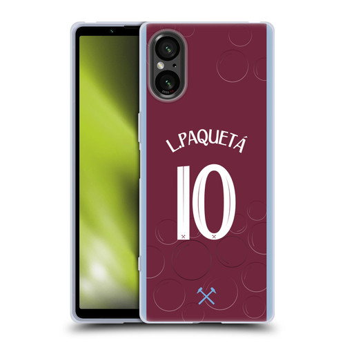 West Ham United FC 2023/24 Players Home Kit Lucas Paquetá Soft Gel Case for Sony Xperia 5 V 5G
