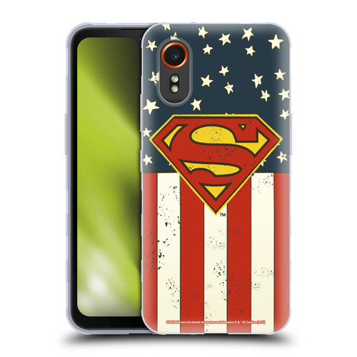 Superman DC Comics Logos U.S. Flag Soft Gel Case for Samsung Galaxy Xcover7 5G