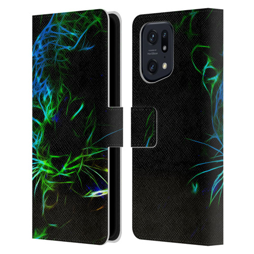 Simone Gatterwe Animals Neon Leopard Leather Book Wallet Case Cover For OPPO Find X5 Pro