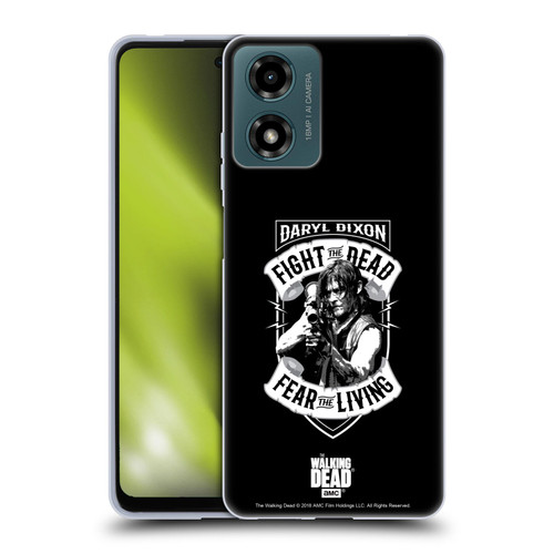 AMC The Walking Dead Daryl Dixon Biker Art RPG Black White Soft Gel Case for Motorola Moto G04/G04s/G24 4G