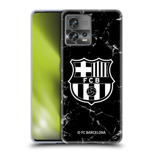 FC Barcelona Crest Patterns Black Marble Soft Gel Case for Motorola Moto Edge 30 Fusion