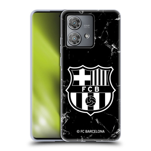 FC Barcelona Crest Patterns Black Marble Soft Gel Case for Motorola Edge 40 Neo 5G